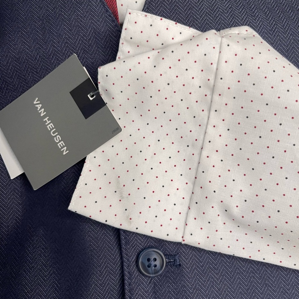 NWT 12 Van Heusen dark grey 4pc suit Vest dress shirt pants tie christmas formal - Picture 2 of 11
